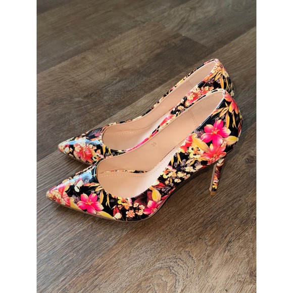 SEASIDE WOMAN Floral Print Pointed Toe Stiletto Heels Size 39 - Picture 2 of 5
